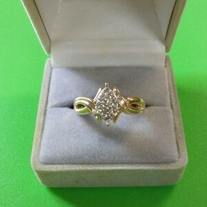 14k solid gold diamond cluster cocktail ring